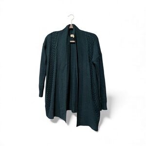 Ladies Teal Green Open Front Sweater Cardigan